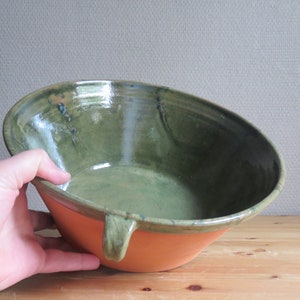 glazedfrench style bowl,handmade ceramic bottle green image 6