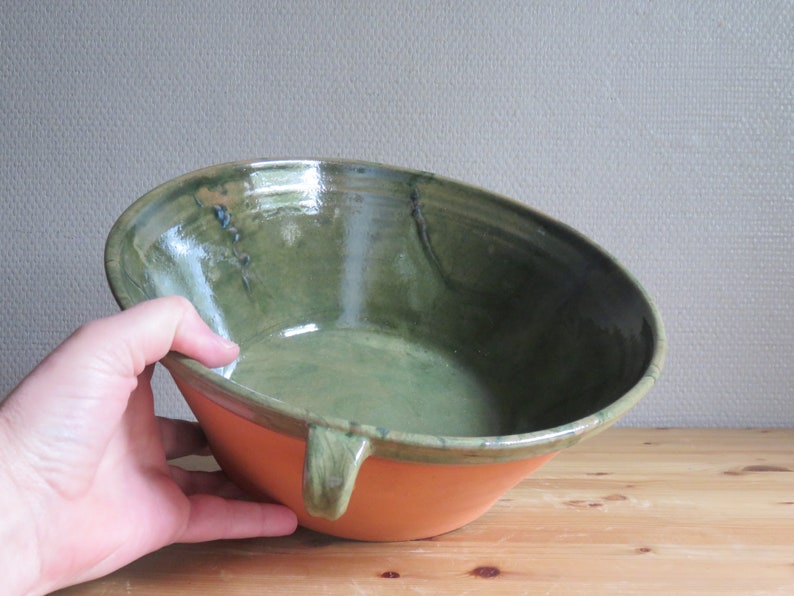 glazedfrench style bowl,handmade ceramic bottle green image 6