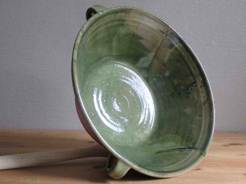 glazedfrench style bowl,handmade ceramic bottle green image 4