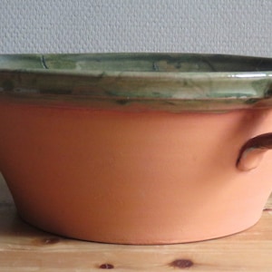 glazedfrench style bowl,handmade ceramic bottle green image 1