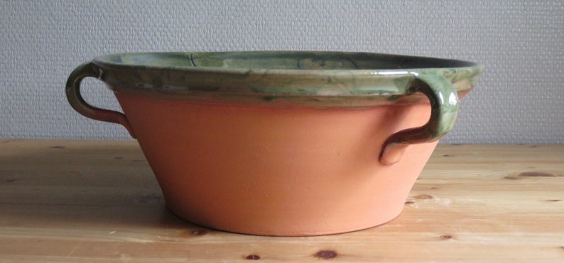 glazedfrench style bowl,handmade ceramic bottle green image 1