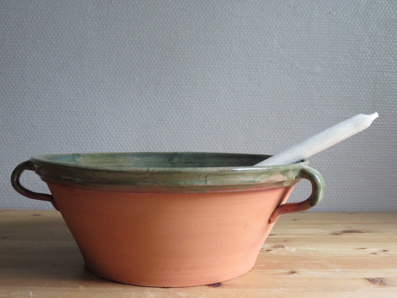 glazedfrench style bowl,handmade ceramic bottle green image 2