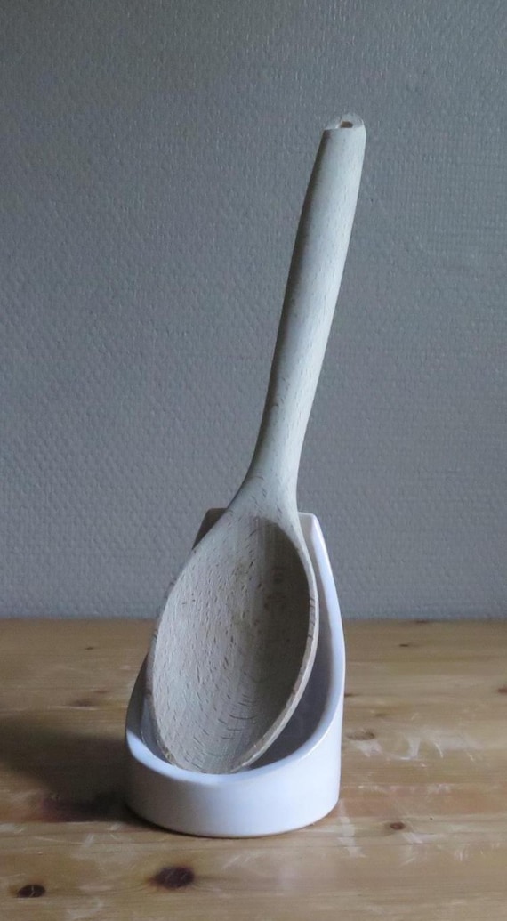 Spoon Rest: Minimalist Kitchen Decor Handmade White Ceramic