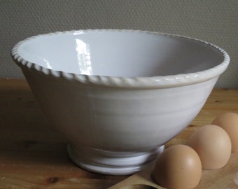 Handmade ceramic bowl,hand thrown,country living,simple,farmhouse style,white,rustic