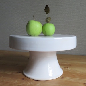 Handmade ceramic cake stand, Footed plate, Lifter, Centre, White, Minimalist, Farmhouse, Scandinavian, Home, Elegant, Table, Boho, Serving