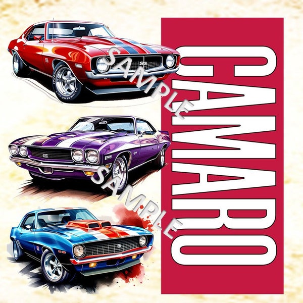 Camaro - 3 car print .. Sublimation images | Cool shirt or sign design PNG FILE ONLY - fun shirts car enthusiasts or car shows
