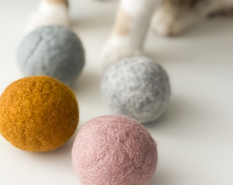 Handmade Wool Cat Toy Balls - Set of 3 - Natural New Zealand Wool