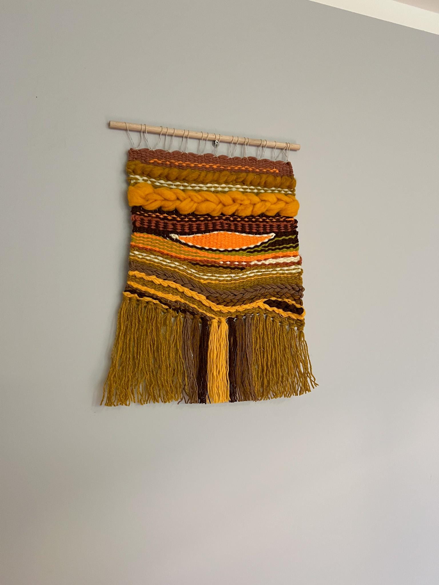 Textured Fiber Art Wall Hanging: Earthy Orange Brown Weave (35x50cm) - Etsy