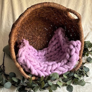 Chunky Knit Wool Baby Blanket: Newborn Photo Prop, Handspun Yarn