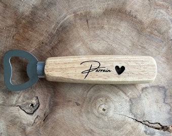 Customizable engraved wooden bottle opener