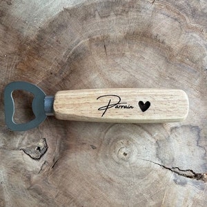 Customizable engraved wooden bottle opener