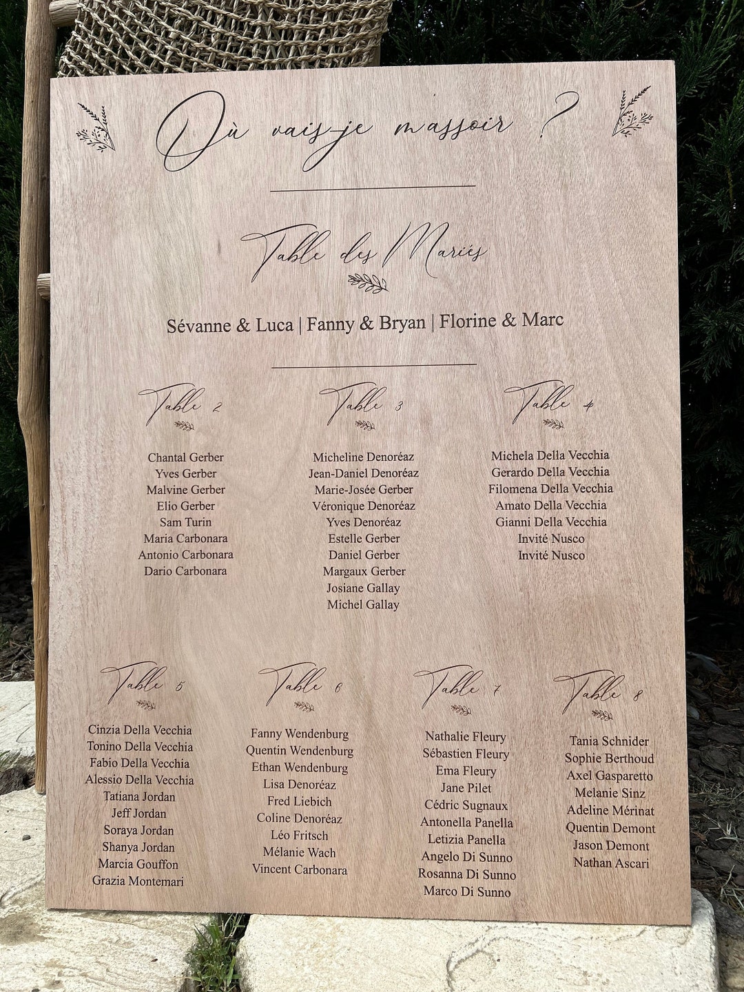 Plan de table en bois gravé personnalisable - Etsy France