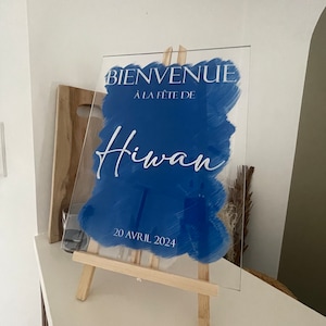 Panneau de bienvenue en plexiglas personnalisé, Fond de couleur au choix, Signalisation de mariage en acrylique, image 6