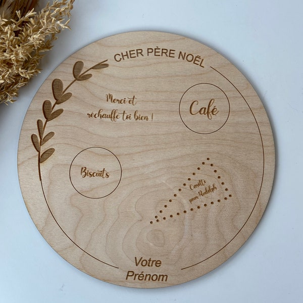 Assiette du père noël gravé bois