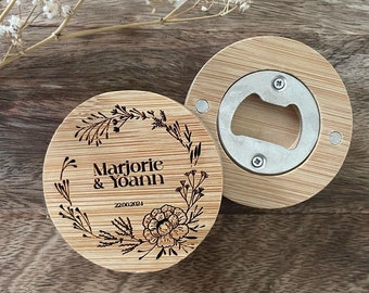 Magnetic bottle opener for weddings, guest gifts, customizable birthdays