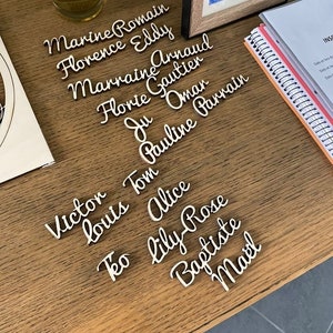 Marcador de lugar con nombre (boda, bautizo, cumpleaños, eventos) nombre de madera