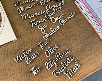 Place marker with first name (wedding, baptism, birthday, events) wooden first name