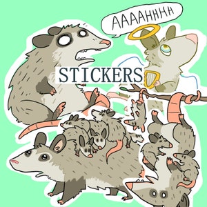 Screme Opossum, Possum Moms und Opossum Sticker Bögen