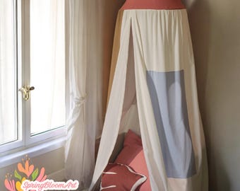 Linen Crib Canopy Bed, Hanging Canopy Mixed Colors, Linen Hanging Canopy, Baldachin Canopy, Reading Nook, Kidroom Decor, Tent for Toddlers