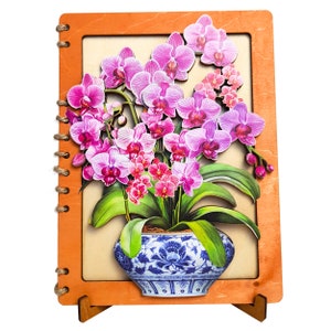 Orchid wooden card - Personalized Gift for mother, girlfriend - Special gift for mother day, handmade wooden card