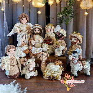 Zestaw szydełkowy szopki Święta Rodzina, szopka Amigurumi, lalka szydełkowa Mary Joseph, katolickie Boże Narodzenie, prezenty świąteczne, prezenty chrześcijańskie