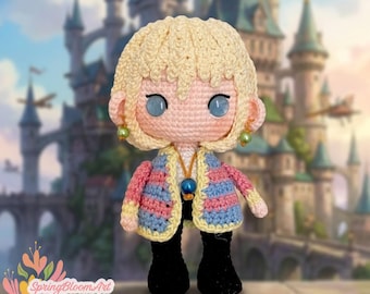 Fantasie wandelend kasteel haken, amigurumi prins Moving House, prins Walking Castle haken, geanimeerde amigurumi tovenaarskasteel, kawaii pluche