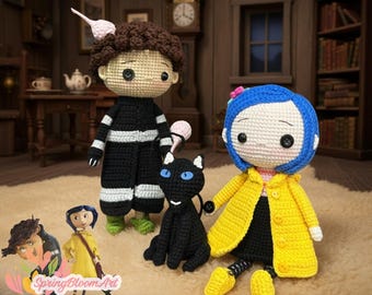 Crochet Button Eyes Gothic Girl Doll, Couples Halloween Doll, Shy Gothic Boy Doll, Halloween Plushie, Birthday Gift, Halloween Gifts