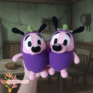 Courage the Cowardly Dog Plush, Cute Creepy Cartoon Doll, Courage the Cowardly Dog Stuffed Toy, Horror Stuffed Dog, Courage Amigurumi