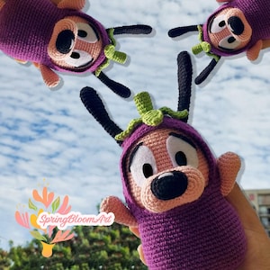 Mut der feige Hund Plüsch inspirierte Zeichentrickfigur, Coraje El Perro Cobarde, Horror gefüllter Hund, 90er Jahre Kinder, Courage Amigurumi