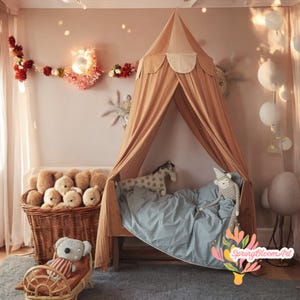Linen Canopy Bubblegum Mixed Colors, Hanging Canopy, Linen Crib Canopy, Baldachin Canopy, Kidroom Decor, Reading Nook, Tent for Toddlers