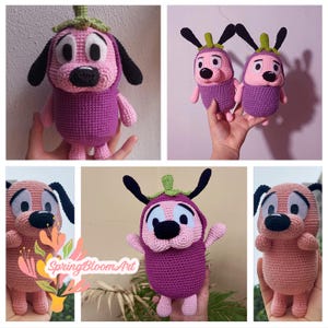 Custom Courage the Cowardly Dog pluche geïnspireerd stripfiguur, Coraje El Perro Cobarde, 90th Kids, Courage amigurumi, handgemaakte geschenken