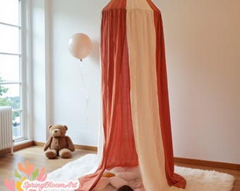 Crib Canopy Mixed Color, Linen Hanging Canopy for Kids, Linen Crib Canopy, Baldachin Canopy, Tent for Baby House, Baby Shower Gift