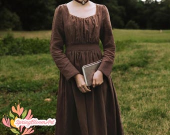 Linen Vintage Dress, Linen Retro Dress, Fall Winter Dress, Bohemian Dress, Victorian Dress, Cottagecore Dress, Plus Size Dress, Custom Dress