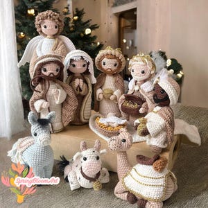 Zestaw szydełkowy Amigurumi Nativity, szopka Święta Rodzina szydełkowana, prezenty katolickie, prezenty chrześcijańskie, prezenty świąteczne, prezenty dla rodziny
