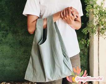 Linen Market Bag, Linen Shopping Bag, Sage Linen Tote Bag, Heavy Linen Bag in Various Colors, Large Linen Bag, Linen Handbag, Customize Bag
