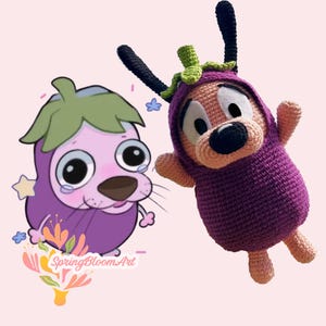 Benutzerdefinierte Courage the Feige Dog Plüsch inspiriert Cartoon Charakter, Coraje El Perro Cobarde, 90th Kids, Courage Amigurumi, handgemachte Geschenke
