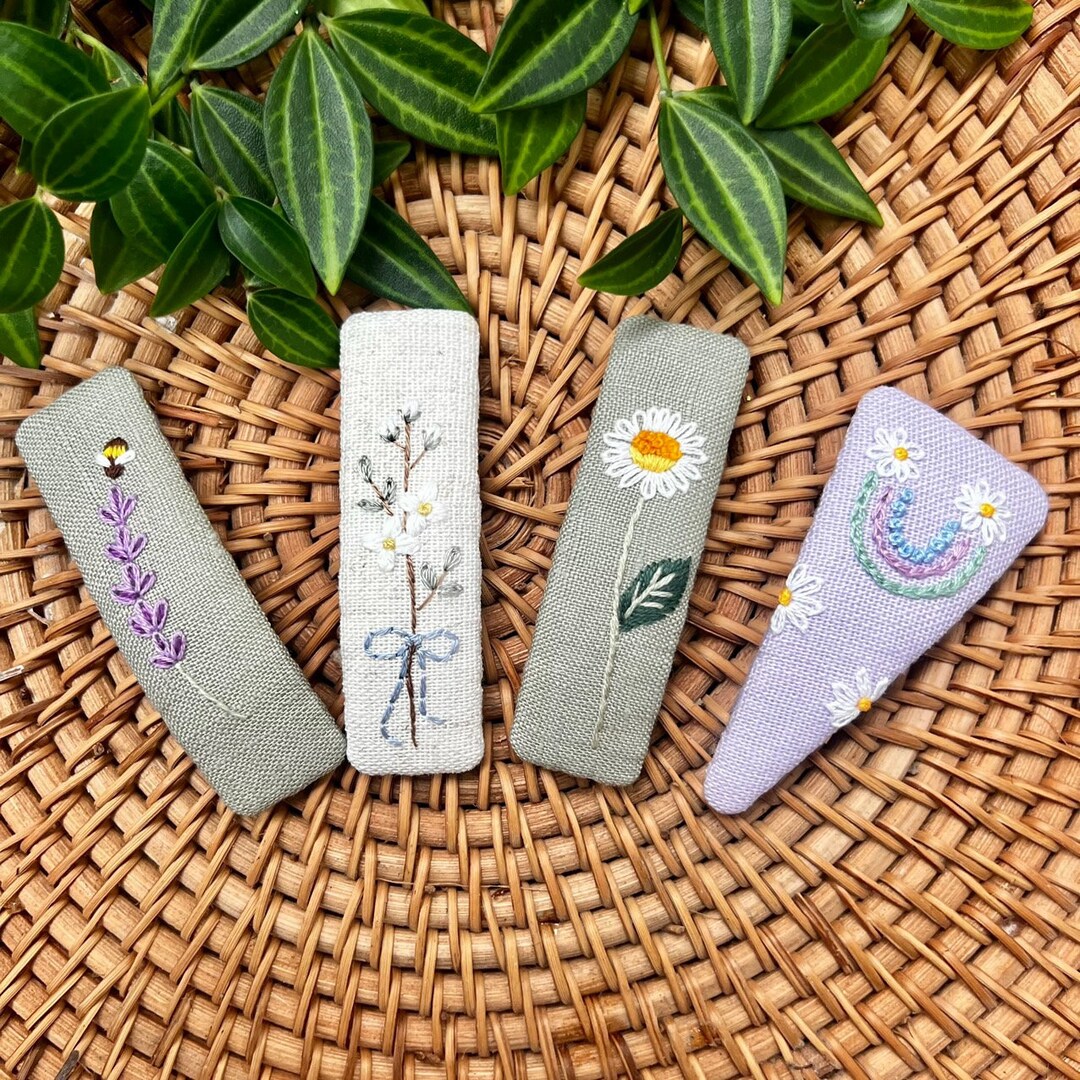 Flower Hair Clip Floral Hair Pin Hand Embroidered Hair Clip Gift for ...