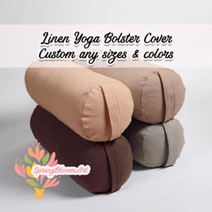 Linen Bolster Pillow COVER ONLY, Removable pillow cover with zipper, Cylindrical throw pillows, Candy Pillow, Round Yoga Bolster Cover