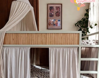 Linen Bunk Bed Curtain, Toddler Bed Canopy, Ikea Kura Curtain, House Bed Linen Cover, Bunk Bed Privacy Curtains, Custom Size, Gift for Kid