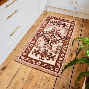 Vintage Berber Brown and Cream 70s Area Rug