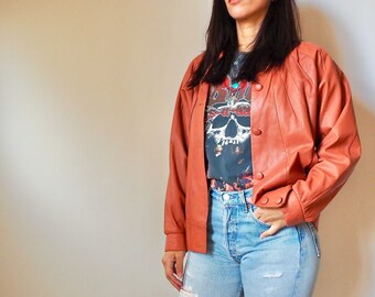 Vintage Soft Blush Peachy Leather Jacket