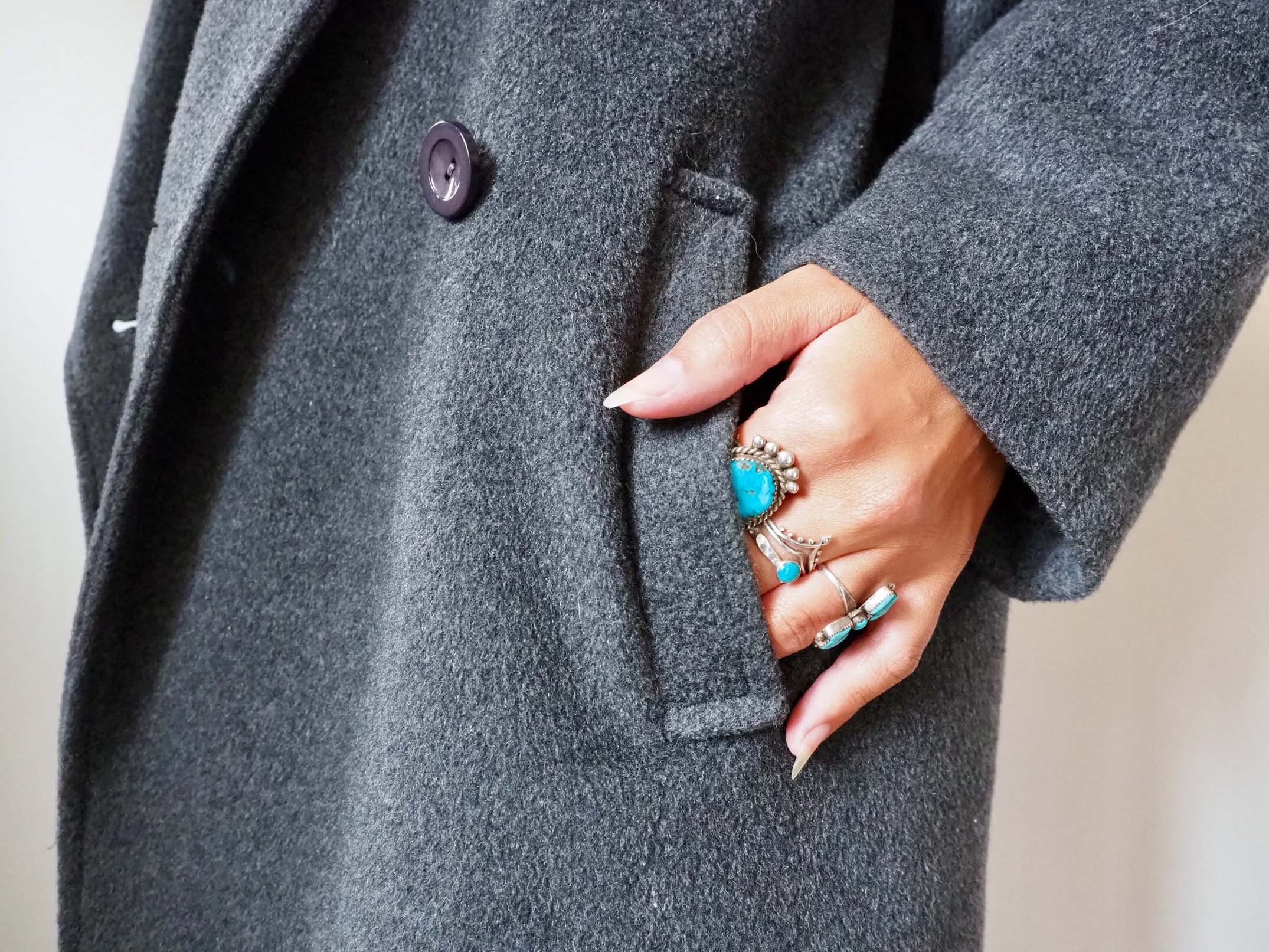 Grey Oversized Wool and Cashmere Jacket, Vintage Wool