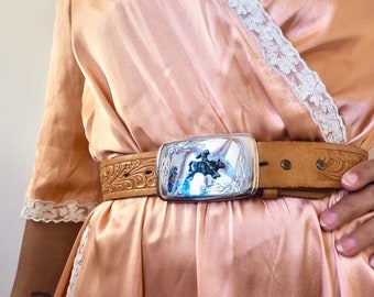 Vintage Etched Leather Rodeo Southwestern Belt