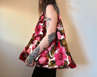 Vintage Floral Pink Bag with Acrylic Handles
