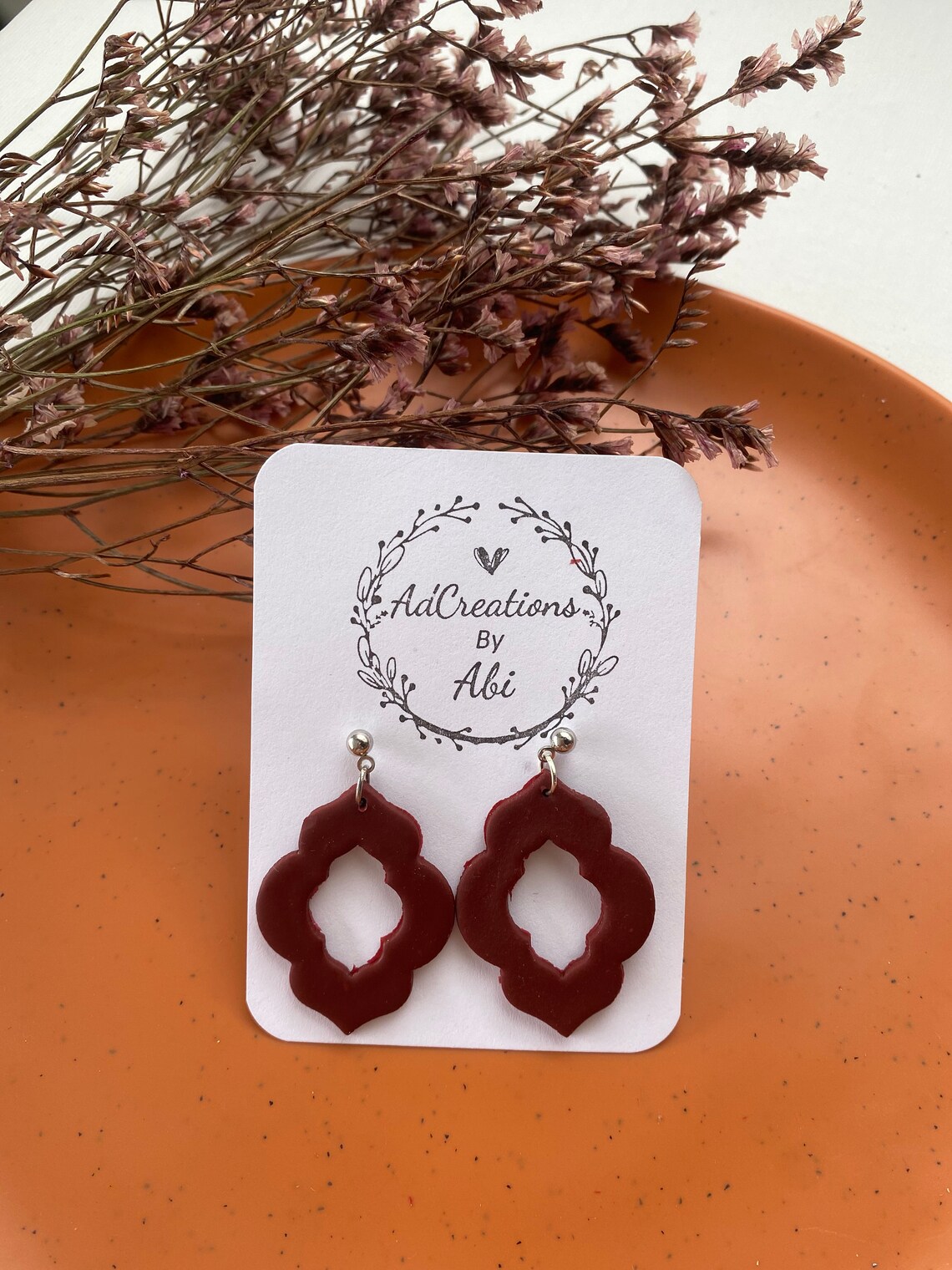 Polymer Clay Earrings Maroon Chandelier Etsy