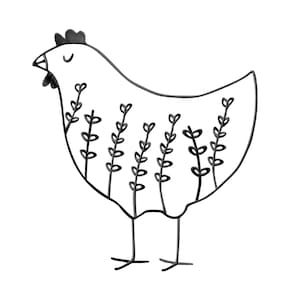Floral Chicken Farm Animal Pet Flowers Embroidery Machine Design Instant Download 5x7 Design
