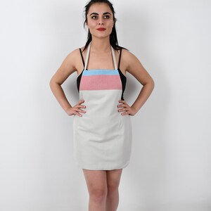 Soft Apron, Organic Cotton Apron, Personalized Apron, Kitchen Gift for Her, APRON, Gift Cooking Smock, Gray Apron, Chic Design Apron, Aprn