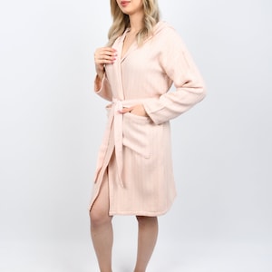Spa Robe, Bridal Shower Gown, Turkish Bathrobe, Cotton Kimono, Organic Bathrobe, Housecoat, Beach Cloths, Pink Chevron Kimono, Bathrobe 302