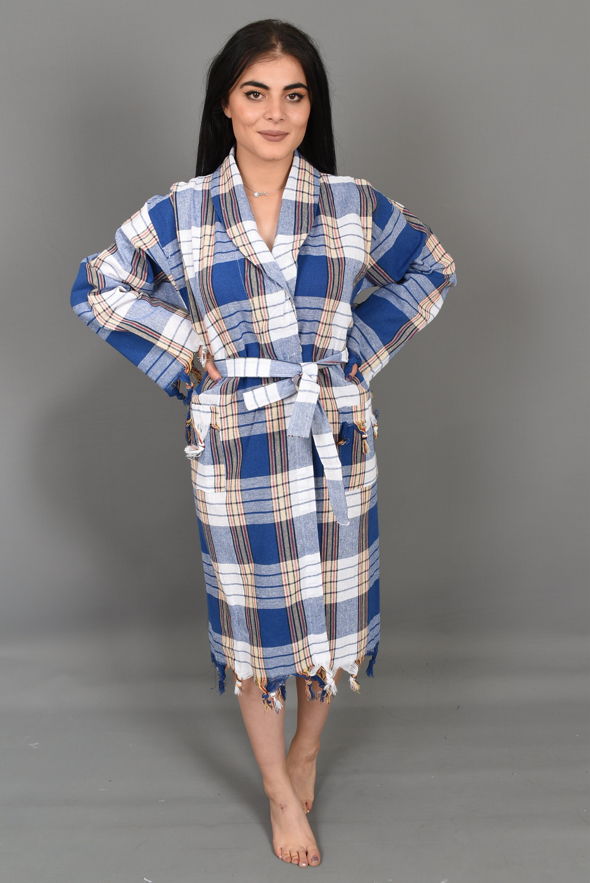 Bathrobes Robes Hotel Robe Blue Plaid Robes Bridesmaid Etsy