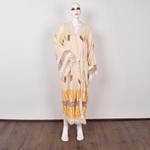 Personalized Muslin Kimono, Custom Beach Dress, Floral Patterned Spa Kimono, Wedding Gift Bathrobe, Robe-Kimn